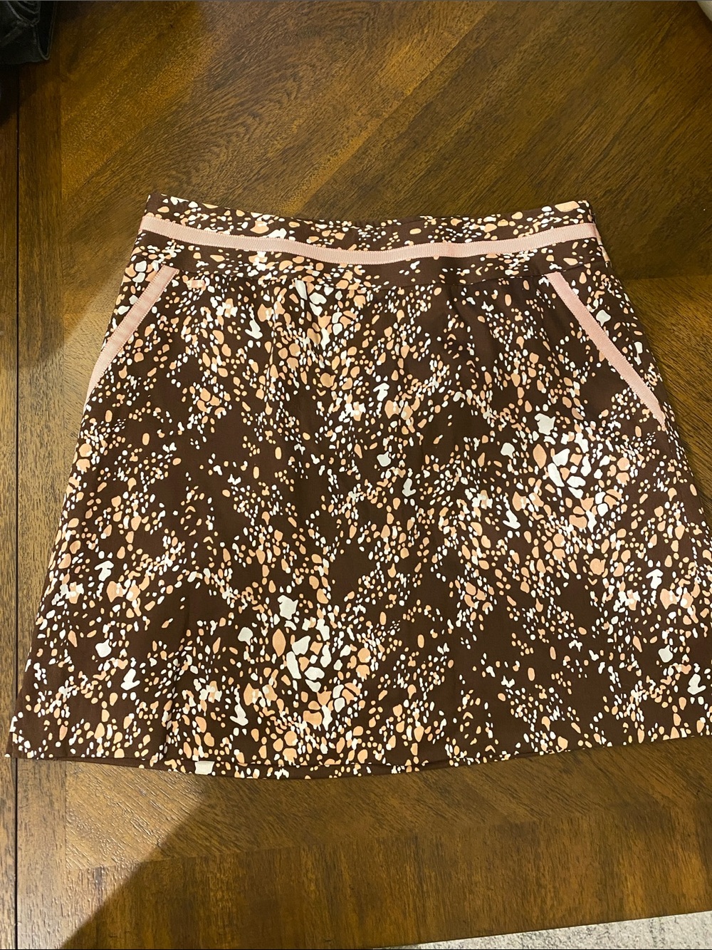 Brown Printed Skort with Pink Trim - Women